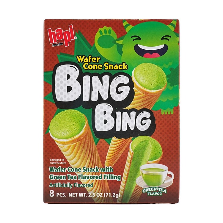 HAPI Bing Bing Crispy Ice Cream Cone Snack with Green Tea Filling