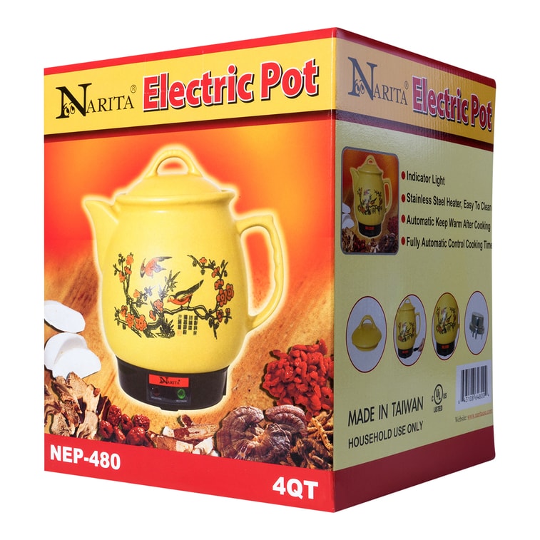 美国NARITA 陶瓷熬药煎药中药锅 3.79L NEP-480 制造商1年保修【全美超低价】 3