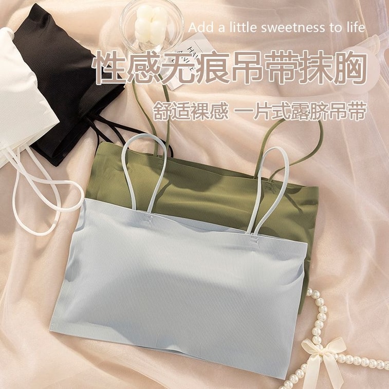 【Expédition directe de Hong Kong】 Caobenchuse Color Sous-vêtement sans couture pour femme Bleu brume XL Bretelles fines Col bateau côtelé respirant Sans armature Anti-exposition Rassembler la graisse sous les aisselles Jupe nuisette à porter à l'intérieur 3