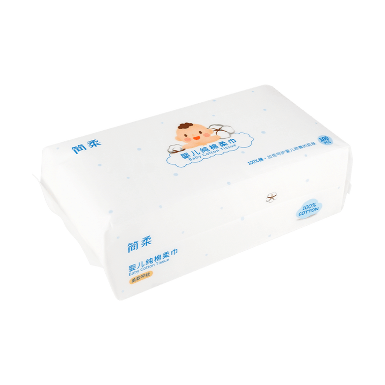JIANROU簡柔 嬰兒棉柔巾純棉平紋擦臉巾 乾濕兩用 100片/包 5