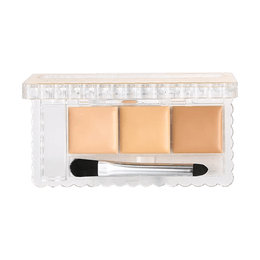 日本CANMAKE井田 三色遮瑕膏 持久防晒提亮 遮盖痘印斑点黑眼圈 SPF50/PA++++ #01 浅肤色 明亮米色 3.9g 附赠遮瑕刷