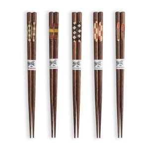 New Solid Wood Pointed Chicken Wings Wooden Mosaic Chopsticks Natural Wood Color 5 Pairs/Set