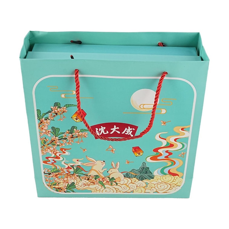 Mooncake Gift Box Suzhou Style Clear Wind Moon Song,Coconut + Black Sesame + Five-Nut + Rose,8pc 22.57oz 8