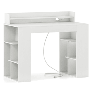 43 Inch Computer Desk With Power Outlets And 2 Bookcases-White