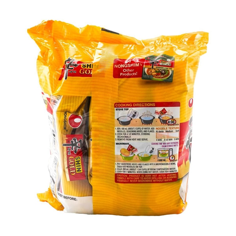 Premium Shin Gold Ramyun , Chicken Broth Flavor Ramen Noodles, 4 Pack 18.3 oz 11