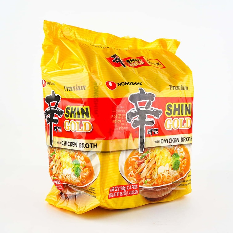 Premium Shin Gold Ramyun , Chicken Broth Flavor Ramen Noodles, 4 Pack 18.3 oz 7