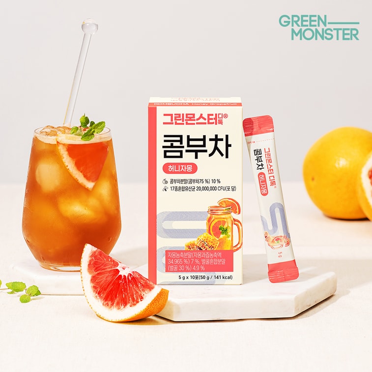 グリーンモンスター デトックス コンブチャ ハニーグレープフルーツ - 10 袋 * 0.17 オンス 3