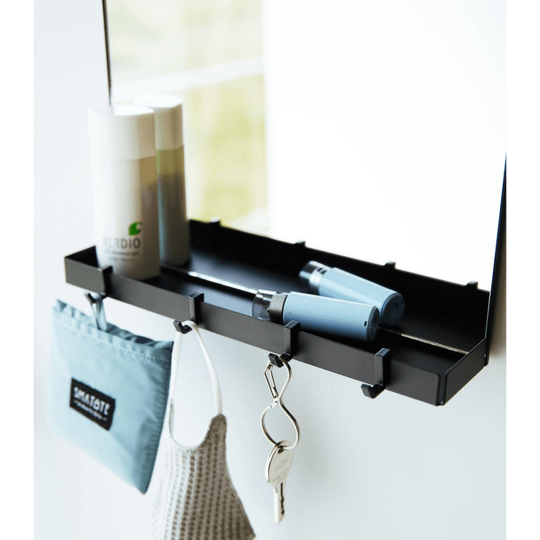 山崎実業 マグネットミラー 収納棚付き ブラックガラス (1枚) 3