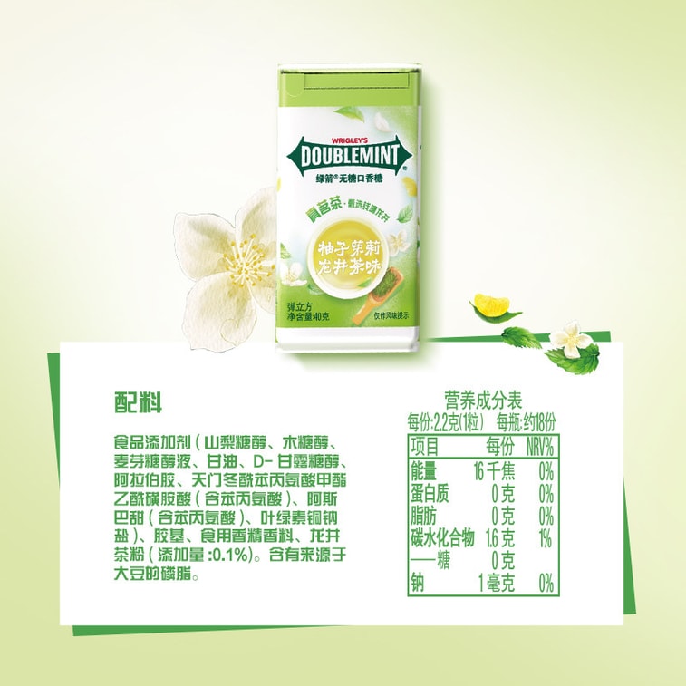 Sugar-Free Chewing Gum (Pomelo Jasmine Longjing Tea Flavor) 40g 4