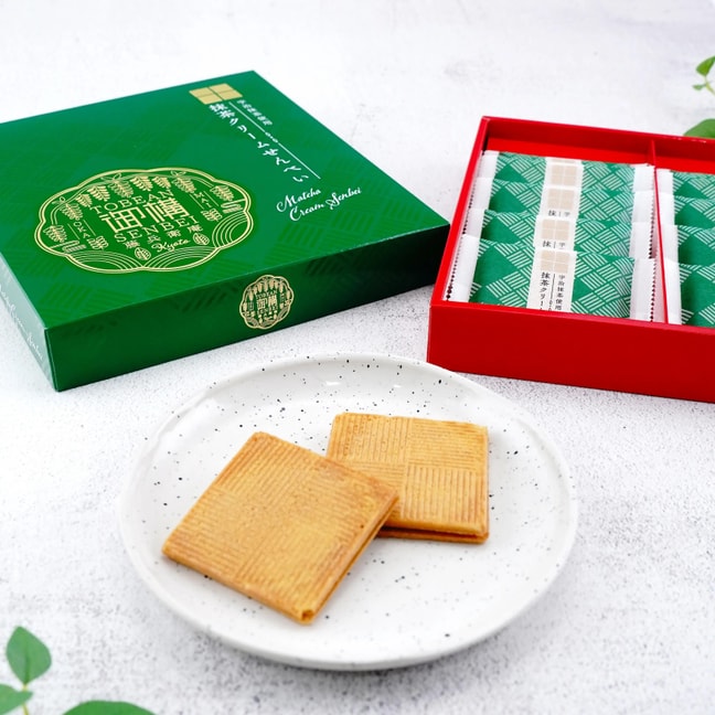 Matcha Cream Senbei Cookie Gift Box 12pcs 6.33 oz [Dessert Gift Set]