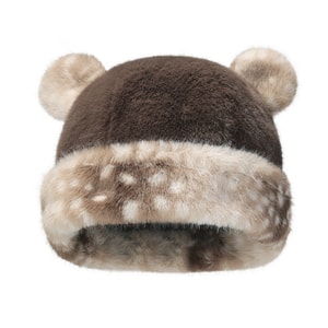 Winter Cute Bear Ear Mongolian Hat | Faux Mink Fleece Thickened Trapper Hat with Ear Flaps Brown F 1 Piece