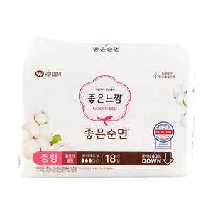 韩国GOOD FEEL 纯棉卫生巾 中号 26cm 18片入