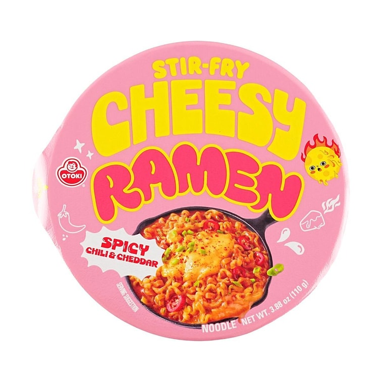 Cheesy Ramen ,Spicy Chili & Cheddar Flavor ,Bowl, 3.88 oz 【Cheese & Spicy Stir-Fry Korean Instant Noodles】 5