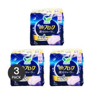 日本KAO花王LAURIER樂而雅A超吸收安睡系列夜用吸收最強全方位保護安睡褲晚安褲褲型衛生棉M~L號5片入*3包入(包裝隨機發送)【超值3包入】