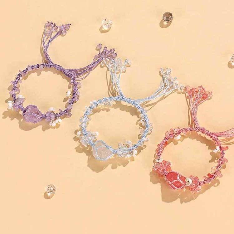 【極美品】ピンククリスタルフラワーブレスレット 中国直送】妻ピンククリスタルフラワーブレスレットレディース