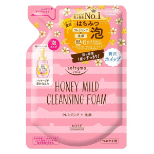 [일본 직배송] 코세 허니 젠틀 클렌징 폼 리필팩 170ml. 부드러운 거품이 메이크업과 피지를 한 번에 말끔하게 제거해줍니다.
