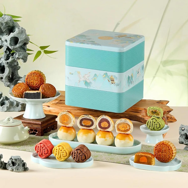 구름 금수 월병 선물 세트, 12개입 650g [팥+황남편+망고 포멜로 사고 용암+치즈 맛] 9