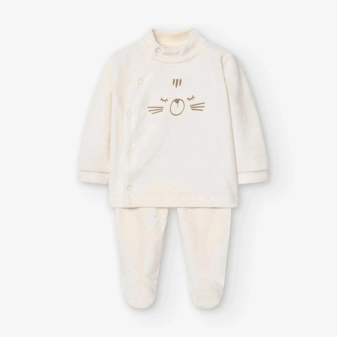 美国 MOM LOVES ME 洛桑婴儿米色天鹅绒套装 - 新生儿 新生儿(53-56厘米)