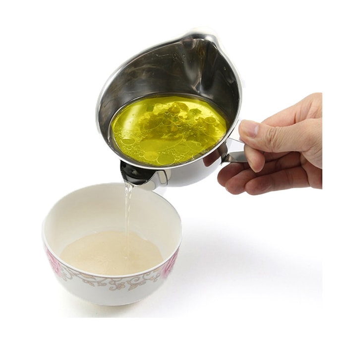 304 Stainless Steel Gravy Oil Soup Fat Separator Bowl Multi-use Grease Oiler Filter For 250ml 1pc