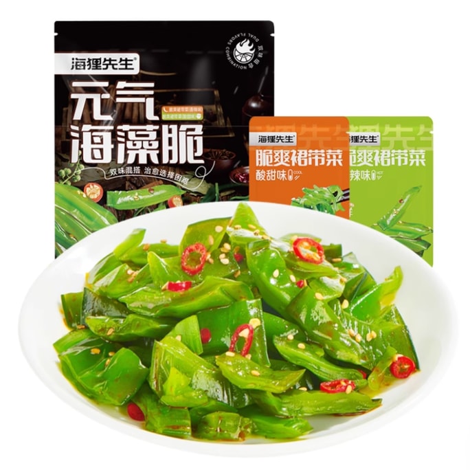 【中國直郵】 海狸先生 元氣海藻脆 即食零食 香辣味+酸甜味 鮮嫩脆爽 150g