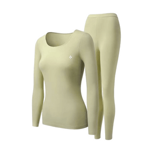 Solid Color Base Layer Thermal Set 1pc Avocado Green Size L—Air-Lock Heat Retention Hyaluronic Acid Skin Moisturizing