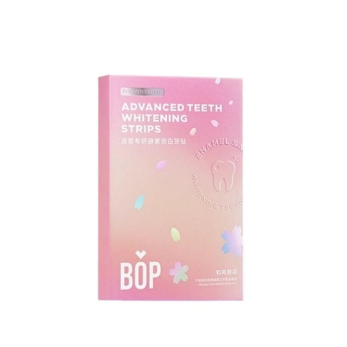 【中国直邮】 Bop 牙贴 美白去黄牙齿酵素锁白一次性牙齿贴片 14贴/盒【和风樱花】【小红书爆款推荐】