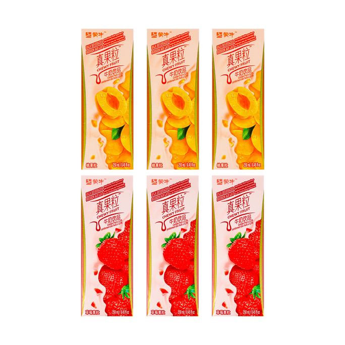 Milk Drink Strawberry Flavor 250ml*3+Peach Flavor 250ml*3【6 Packs】