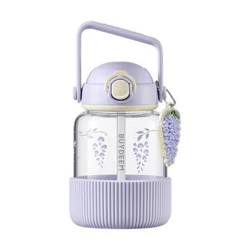 팝업식 빨대 유리병, 800ml (27oz), 퍼플 위스테리아 색상, DG78