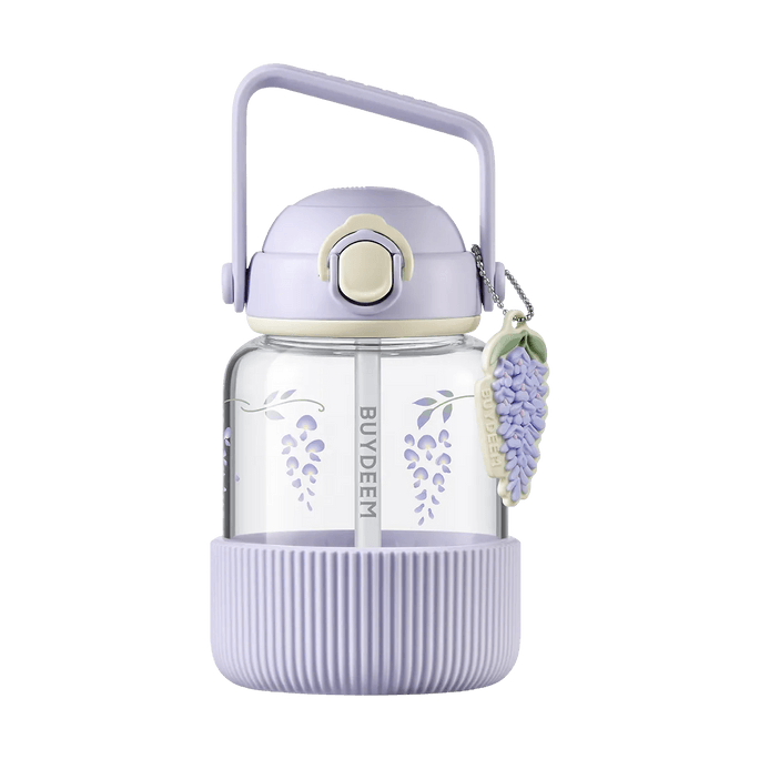 Pop-Up Straw Glass Bottle, 800ml (27 oz), Purple Wisteria, DG78