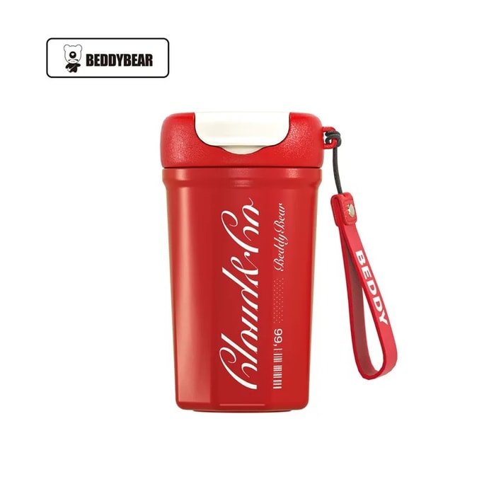 韩国 BEDDYBEAR 杯具熊 都市咖啡杯 高颜值成人保温杯 陶瓷内胆 车载带提绳学生随手杯 400ml 红色