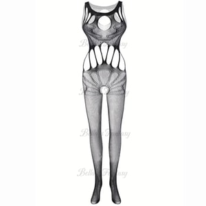 【NEW YORK】Bella’s Fantasy Sexy Hollow Out Fishnet Bodystocking See Through Cami Stretchy One-piece Bodysuit Black