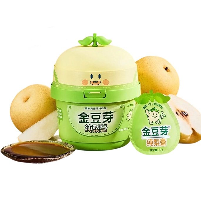 [중국 직배송] 황금 콩나물 배 시럽 [첨가물 없는 신선한 과일 시럽] 작은 배 시럽 10g*21개입