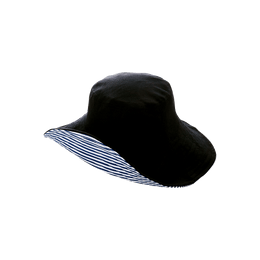 UV CUT 리버시블 자외선 차단 모자 블랙 & 스트라이프