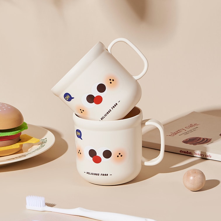 FaSoLa Life 歯ブラシカップ ミルクコーヒー色 1個 かわいいベビー用落下防止すすぎカップ 滑らかで丸みのあるデザイン 耐高温 5