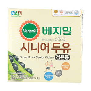 Vegemil 시니어 5060 두유 6.42 fl oz*16팩 [칼슘 및 단백질 강화][검은콩 추출물 함유]