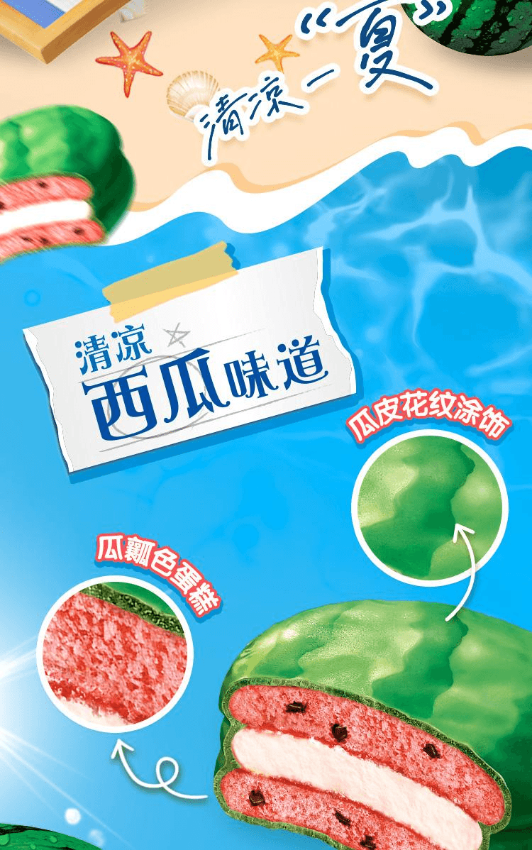 【中国直邮】 韩国 ORION 好丽友西瓜派营养代餐夹心糕点34g*8枚