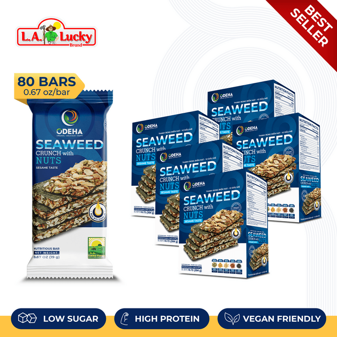 ベトナム L.A. ラッキー ODEHA 海藻クリスプ＆ナッツ - ゴマ風味 - 5パック（16ストリップ×5）