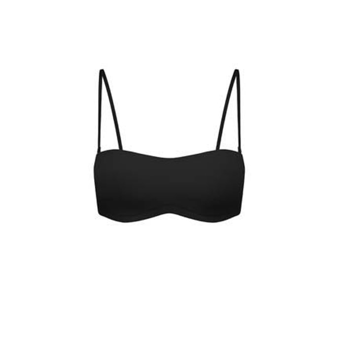 Half Cup Removable Strap Tube Top. Black. S