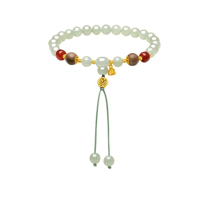 [中国直送] 周六福 和田翡翠ブレスレット レディース S925 シルバー瑪瑙ブレスレット おしゃれでエレガントな彼女への新年の贈り物 17cm x 1個