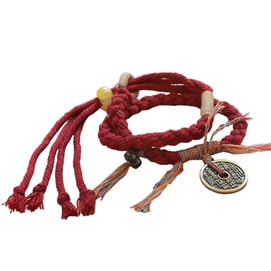 【中國直郵】 HSPM 新中式山鬼花錢編繩手鍊 藏式國風手繩 山鬼花錢紅繩 M 1個裝