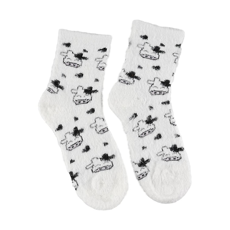 毛絨絨襪子 仿貂毛襪子 乳牛 4