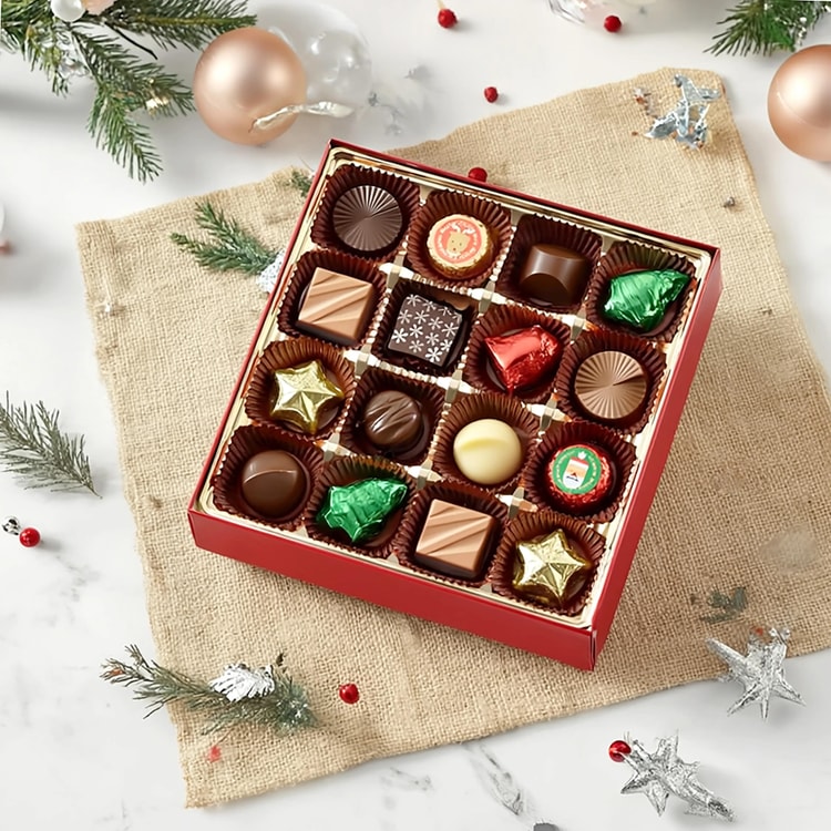 Morozoff Christmas Fancy Assortment Chocolate Gift Box 16 Pieces