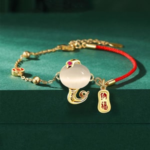 New Snake Blessing Red Rope Zodiac Auspicious Bracelet Half Rope Half Chain+Snake Blessing Bracelet F