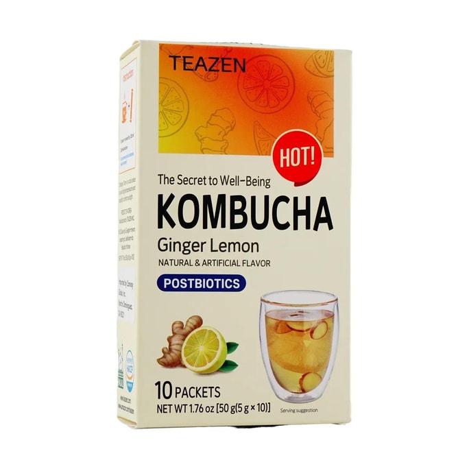 【BTS推薦】熱薑檸檬康普茶飲料混合物 - 益生菌健康飲品 10包* 0.17oz