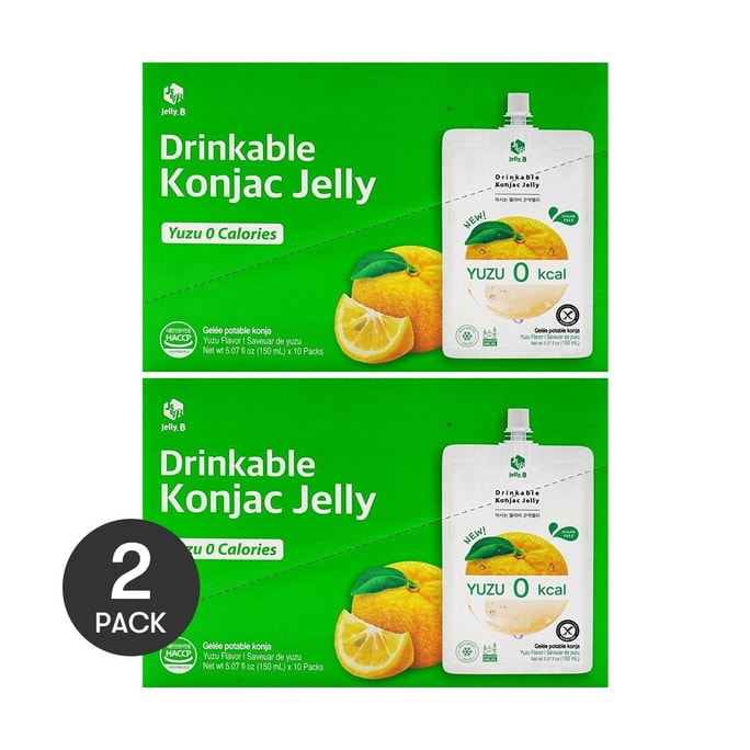 Konjac Jelly, Yuzu, 10pcs*2 -  Sugar-Free Zero Calorie & Low-Fat Satiety Snack【Value Pack】