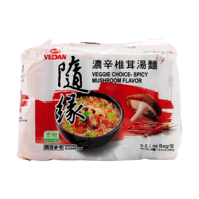 채식 선택 - 매콤한 버섯맛 인스턴트 라면, 5개입, 13.5온스