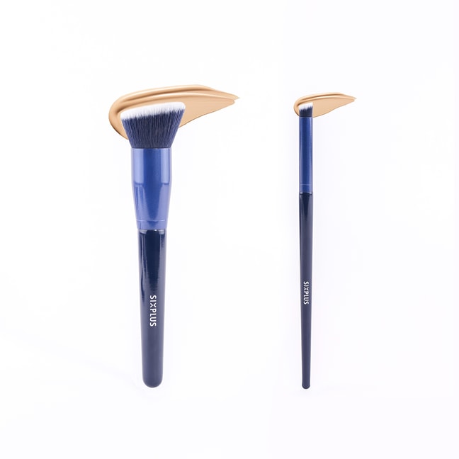 SIXPLUS 2Pcs Navy Blue Makeup Brush Set-Glamor