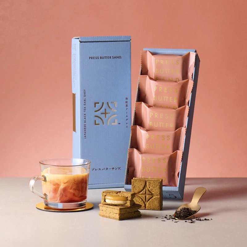 【日本直邮】 日本 press butter sand 人气网红饼干 伴手礼 日式红茶伯爵风味 黄油夹心饼干 5枚装