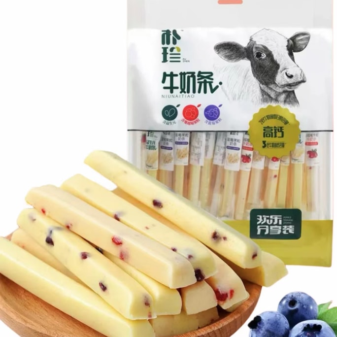 중국 푸젠 내몽골 특산품 프리바이오틱스 블루베리 크랜베리 ​​고칼슘 세 가지 맛 행복한 공유 밀크바 428g 단기, 풍부한 우유 향, 약 40스틱