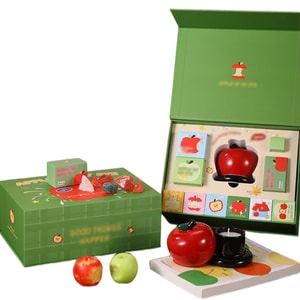 【中国からの直送】HSPM アップルキャンドル アロマキャンドル、プレミアムギフトセット、アンビエントフレグランスセラミックオーナメント、セラミックアップルアロマギフトボックス - グリーンアップル（1セット）